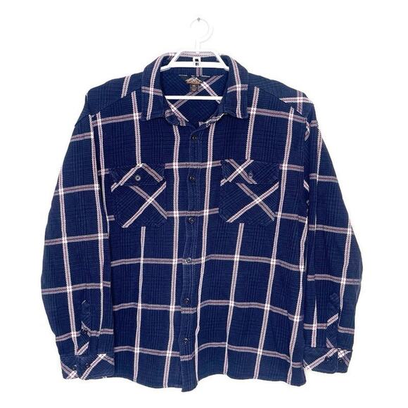 PACIFIC‎ TRAIL Men's Blue Red Plaid 100% Cotton Thick Shirt Jacket Button Up XXL - Picture 1 of 6